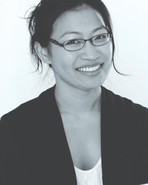 A black and white picture of Faye Chiao