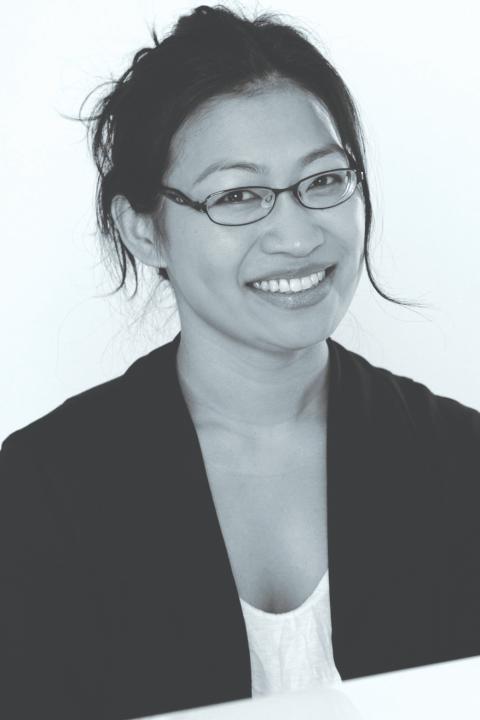 A black and white picture of Faye Chiao